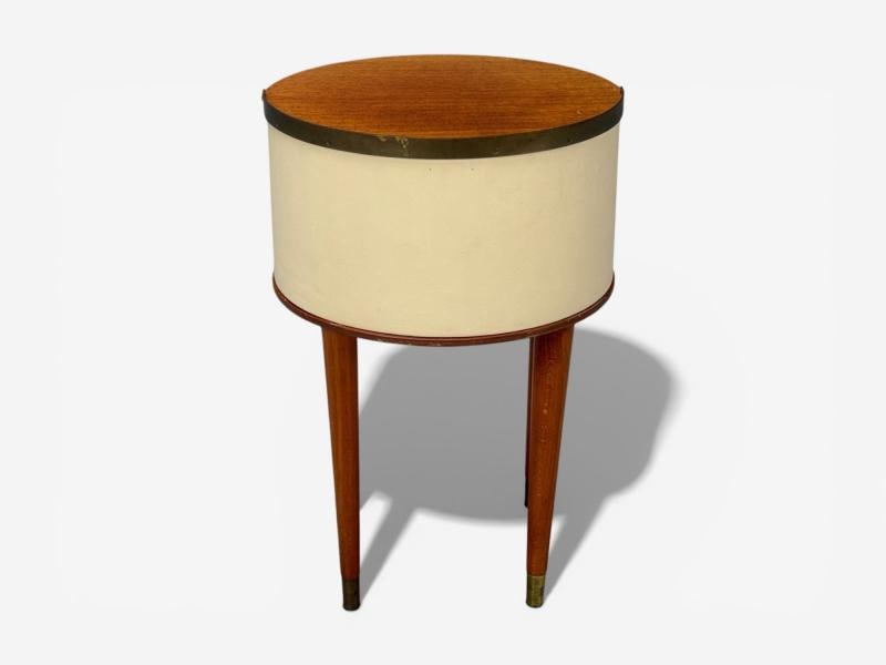 Halvdan Petterson, Nightstands, Leather, Beech, Brass, Sweden, 1950s - 11