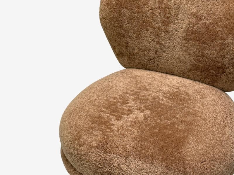 Swedish Modern, Slipper Chair, Brown Sheepskin, Birch, Sweden, 1950s - 6