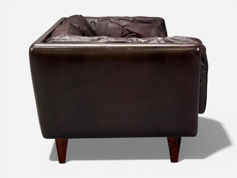 Illum Wikkelsø, Settee, Brown Leather, Rosewood, Denmark, 1960s - 10