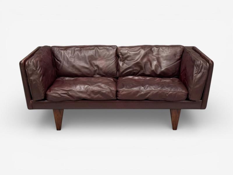 Illum Wikkelsø, Settee, Brown Leather, Rosewood, Denmark, 1960s - 4
