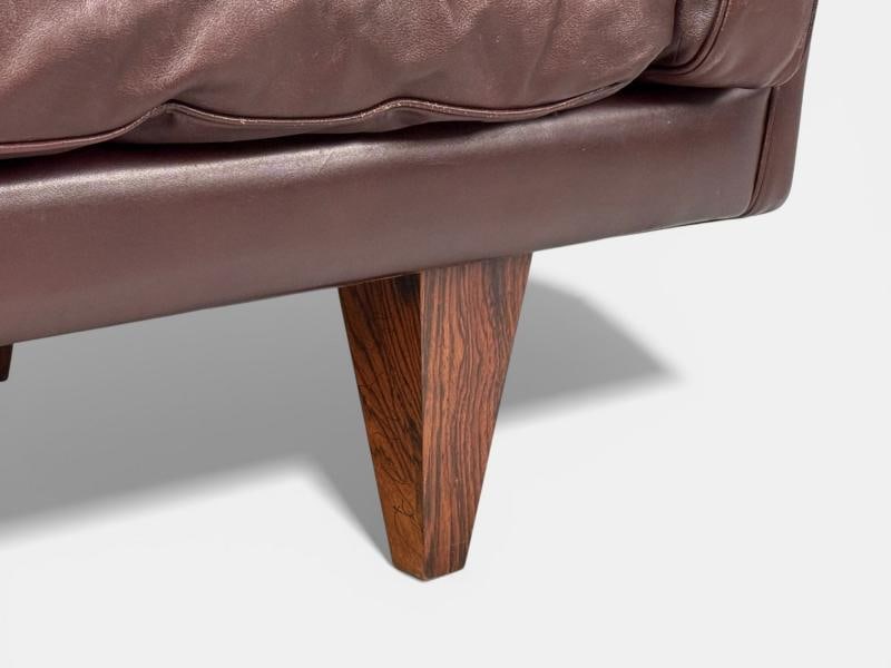 Illum Wikkelsø, Settee, Brown Leather, Rosewood, Denmark, 1960s - 9