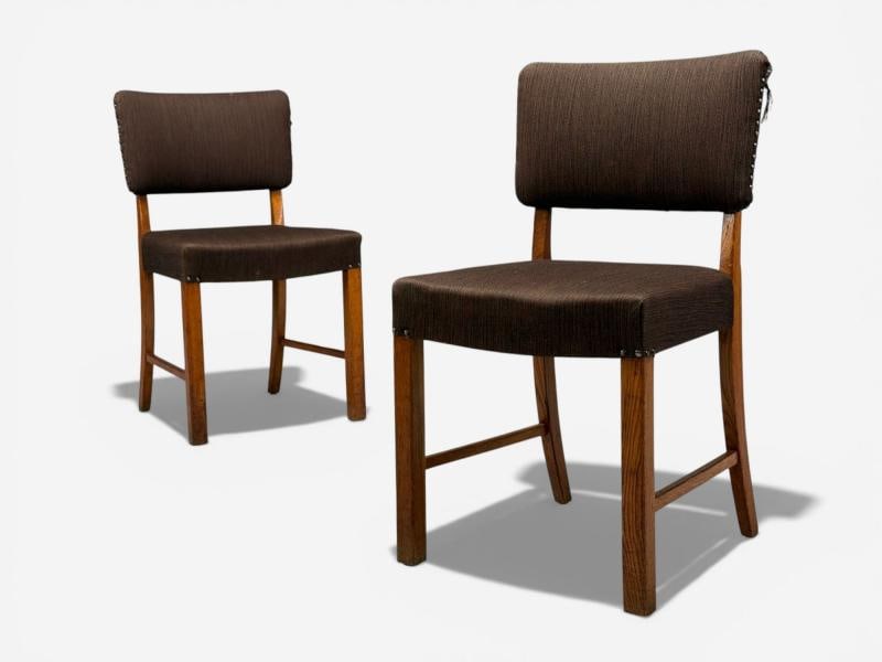 Fritz Hansen, Six Dining Chairs, Oak, Wool, Denmark, 1930s - 6