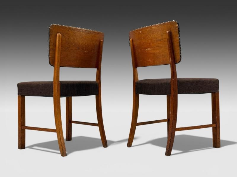 Fritz Hansen, Six Dining Chairs, Oak, Wool, Denmark, 1930s - 7
