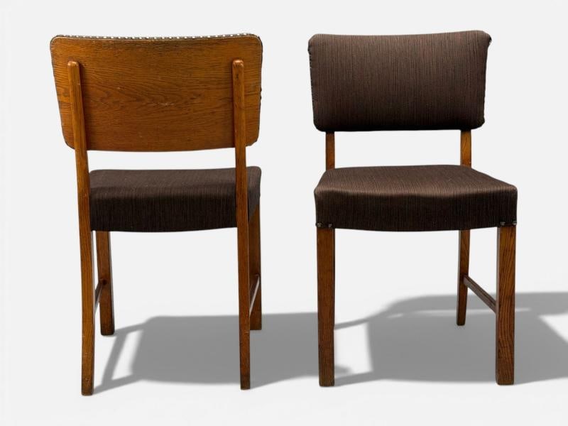 Fritz Hansen, Six Dining Chairs, Oak, Wool, Denmark, 1930s - 8