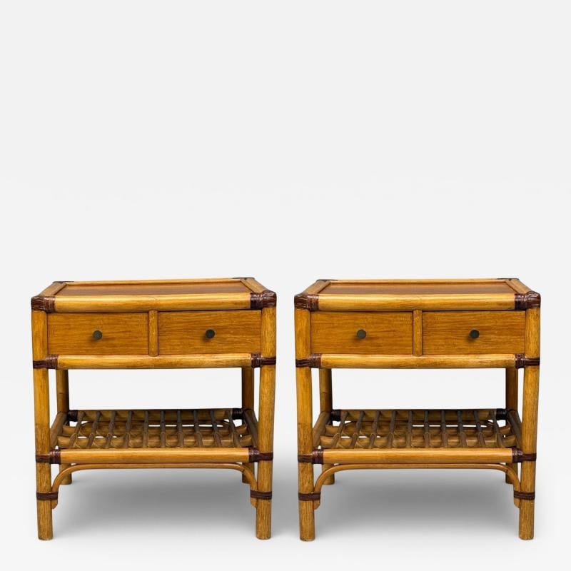 Kenneth Bergenblad, Nightstands, Bamboo, Rattan, Brass, Sweden, 1970s: Title: Kenneth Bergenblad, Nightstands, Bamboo, Rattan, Brass, Sweden, 1970s Description: Kenneth Bergenblad, Swedish Mid-Century Modern, Nightstands, Bamboo, Rattan, Brass, Sweden, 1970s Pair of