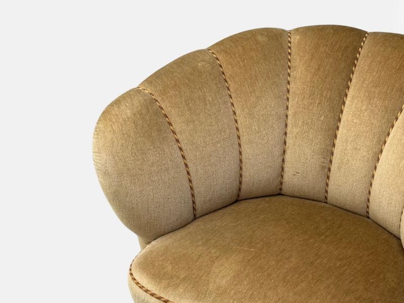 Finnish Modern, Lounge Chairs, Beige Velvet, Wood, Finland, 1950s - 5