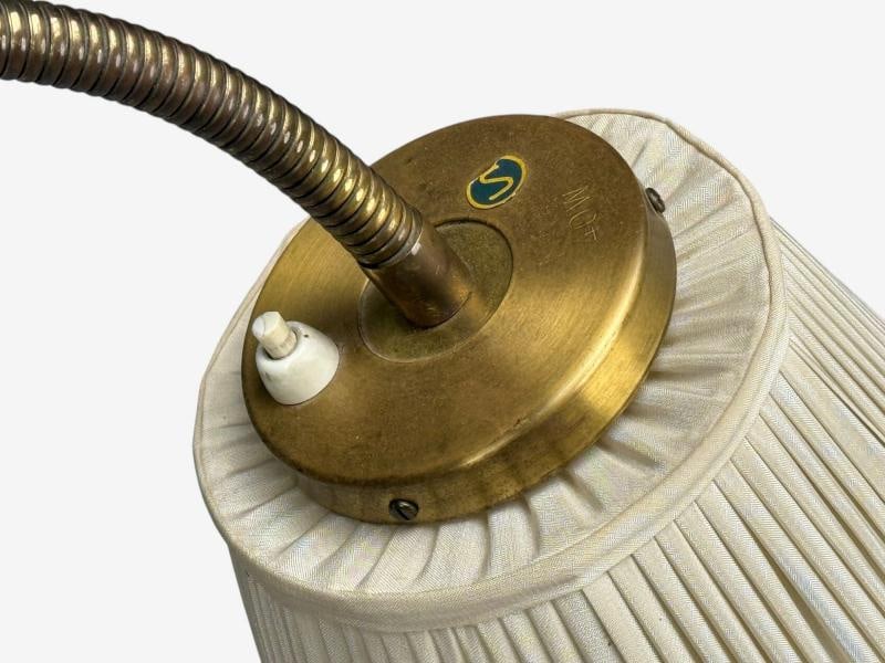 H.W. Armatur, Swedish Modern, Floor Lamp, Brass, Fabric, Sweden, 1940s - 5