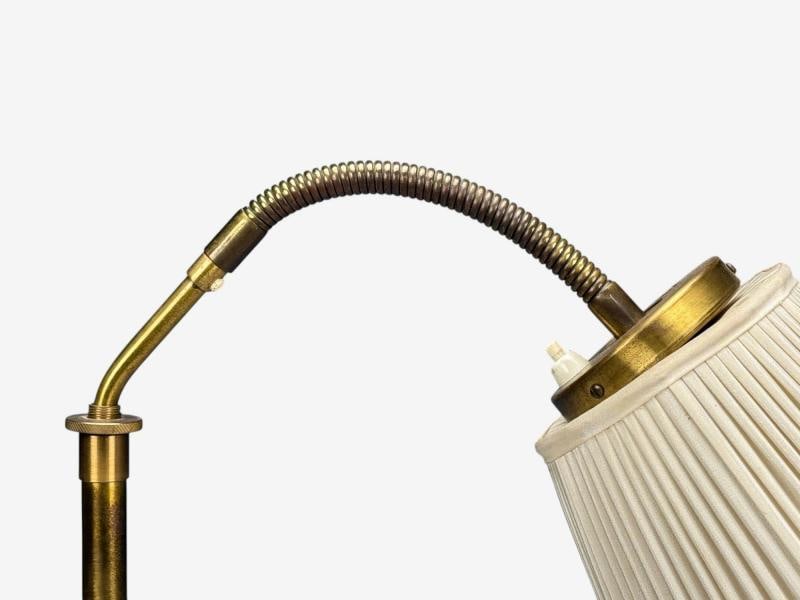 H.W. Armatur, Swedish Modern, Floor Lamp, Brass, Fabric, Sweden, 1940s - 6