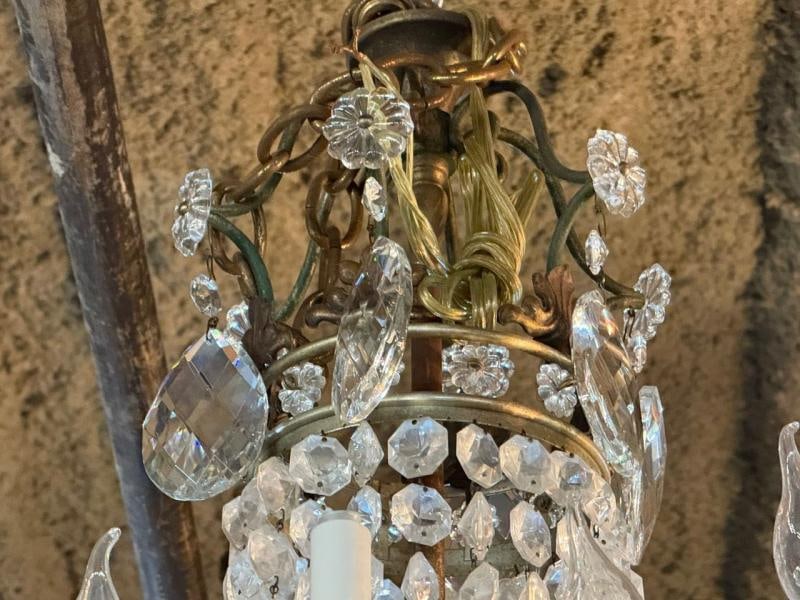 French Empire, Thirteen Light Basket Chandelier, Bronze, Crystal, France, 19th C - 5