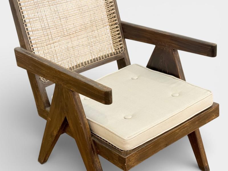 Pierre Jeanneret, Teak, Cane, Low Easy Chairs, Chandigarh, India c. 1960s - 6