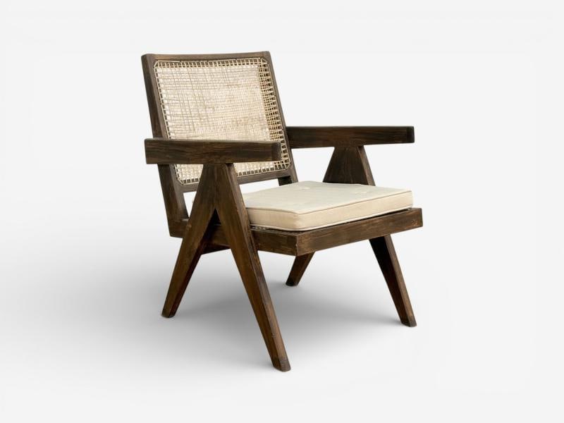 Pierre Jeanneret, Teak, Cane, Low Easy Chairs, Chandigarh, India c. 1960s - 7