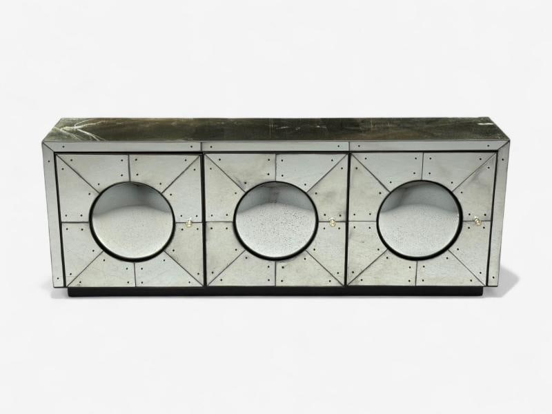 Art Deco Style, Painted Wood, Antique Glass, Mirrored Sideboard or Credenza - 3