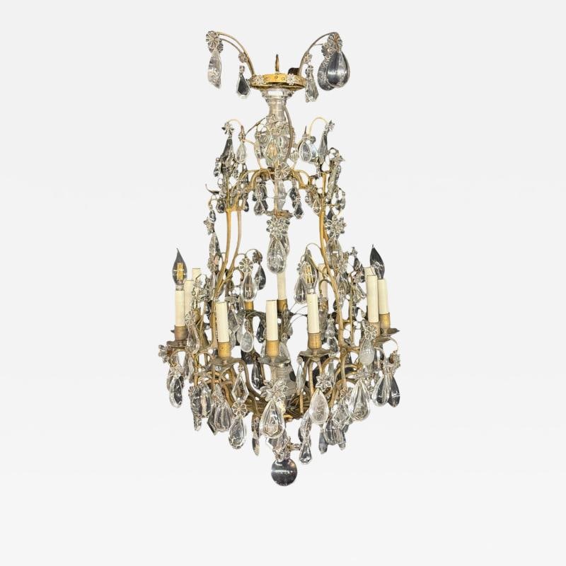 Louis XVI Style, Bronze, Rock Crystal, 12 Light Chandelier, France, 19th c. (1 of 9)