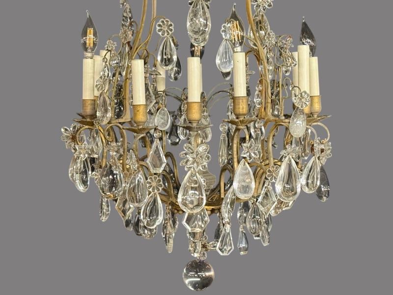 Louis XVI Style, Bronze, Rock Crystal, 12 Light Chandelier, France, 19th c. - 4