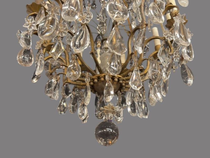 Louis XVI Style, Bronze, Rock Crystal, 12 Light Chandelier, France, 19th c. - 8