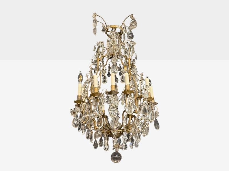 Louis XVI Style, Bronze, Rock Crystal, 12 Light Chandelier, France, 19th c. - 9