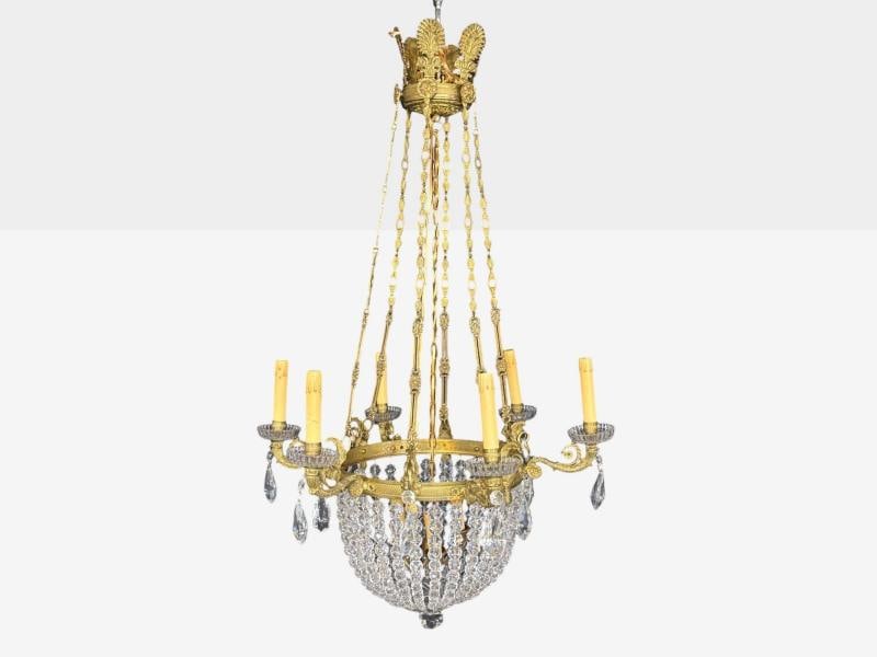 Neoclassical, Bronze, Crystal, Nine Light Chandelier, France, 19th c. - 12