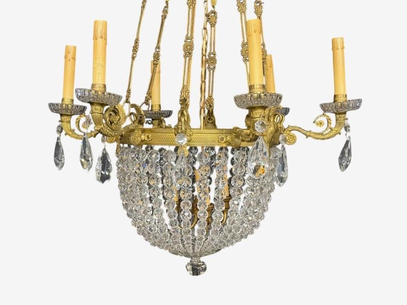 Neoclassical, Bronze, Crystal, Nine Light Chandelier, France, 19th c. - 4