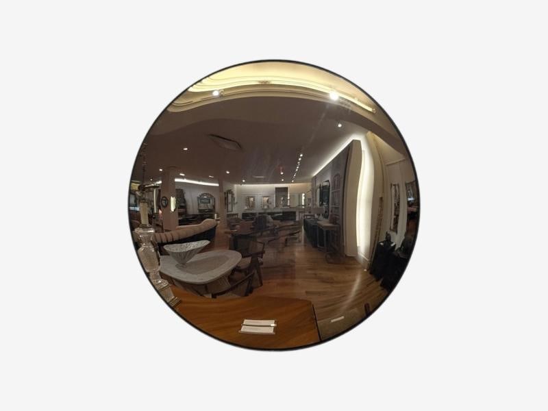 Contemporary, Convex Glass, Brass, Silver Space Age Wall Mirror - 2