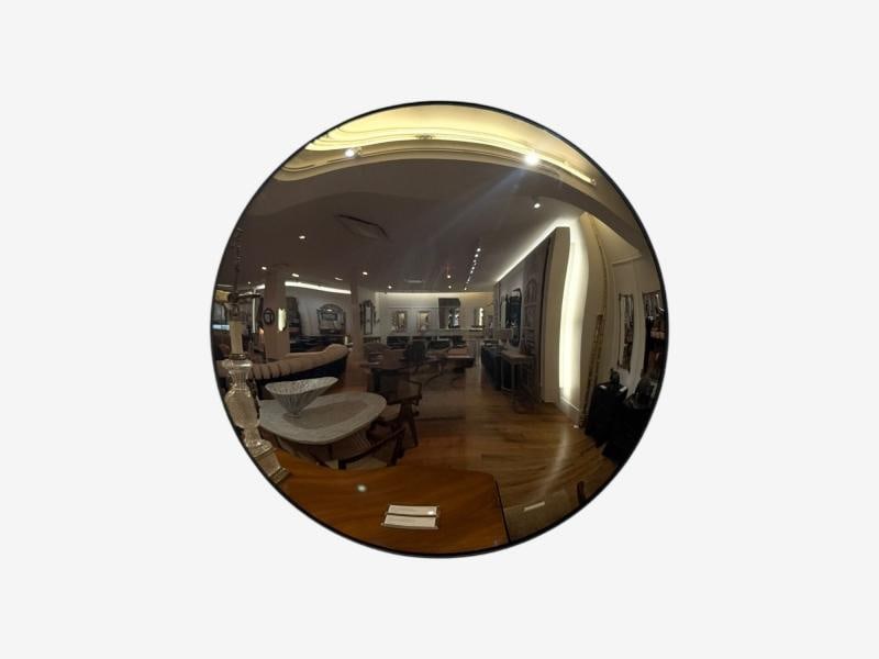 Contemporary, Convex Glass, Brass, Silver Space Age Wall Mirror - 3