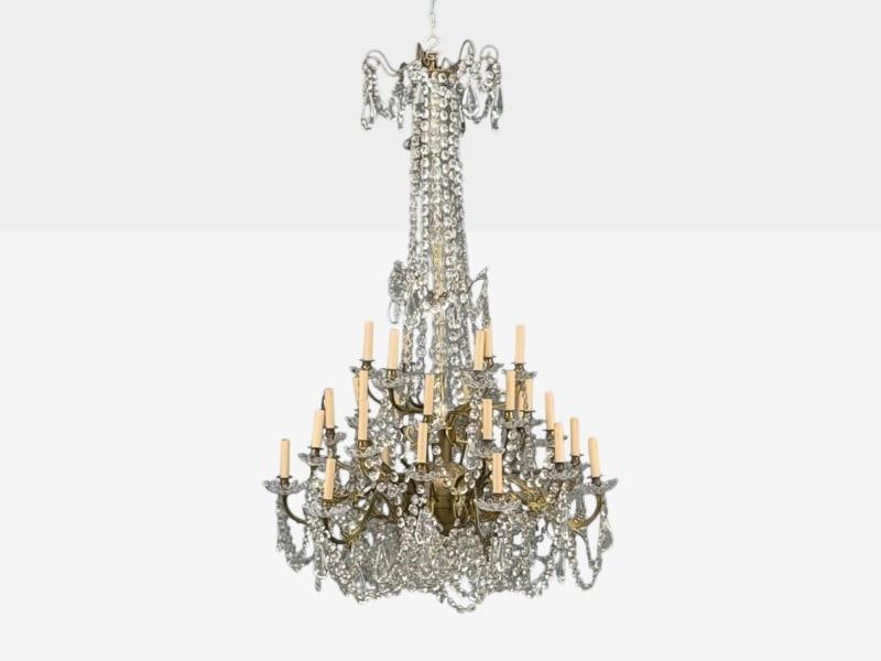 Louis XVI Style, Bronze, Crystal, Thirty-Light Chandelier, France, 19th/20th c. - 3
