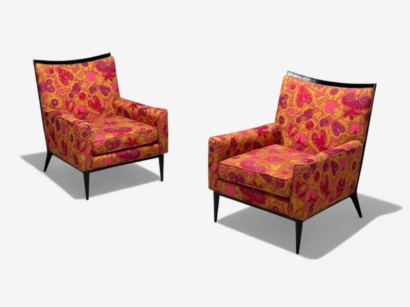 Paul McCobb, Ebonized Wood, Fabric, Lounge Chairs, USA, 1950s - 5