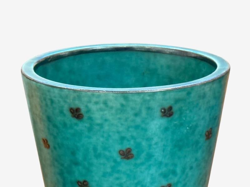 Wilhelm Kage, Green Ceramic, Argenta Vase, Sweden, 1930s - 4