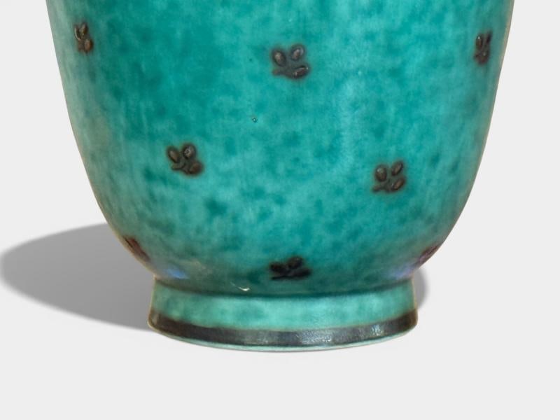 Wilhelm Kage, Green Ceramic, Argenta Vase, Sweden, 1930s - 5