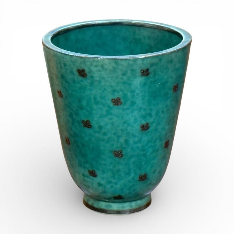 Wilhelm Kage, Green Ceramic, Argenta Vase, Sweden, 1930s - 9