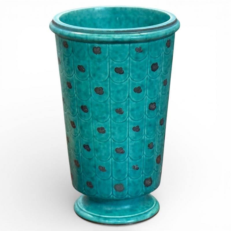 Wilhelm Kage, Green Ceramic, Argenta Vase, Sweden, 1930s - 10
