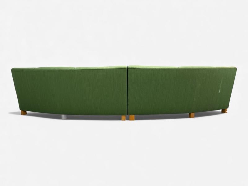 Danish Cabinetmaker, Fabric, Wood, Monumental Banana Sofa, Denmark, 1960s - 12