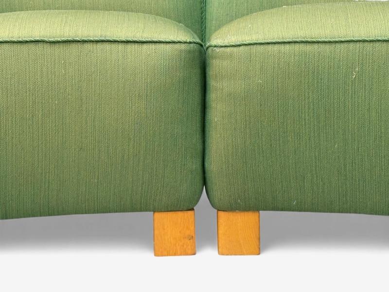 Danish Cabinetmaker, Fabric, Wood, Monumental Banana Sofa, Denmark, 1960s - 9