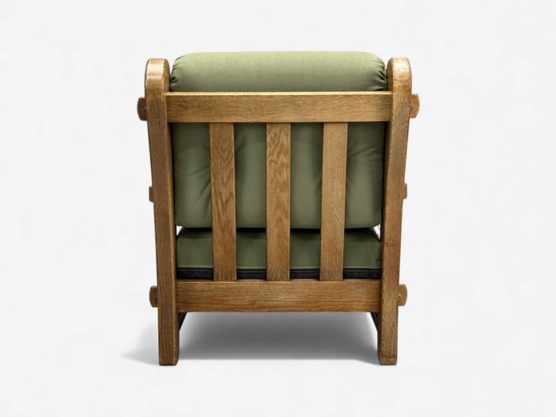 Danish Modern, Oak, Green Nubuck, Brutalist Lounge Chair, Denmark, 1960s - 9