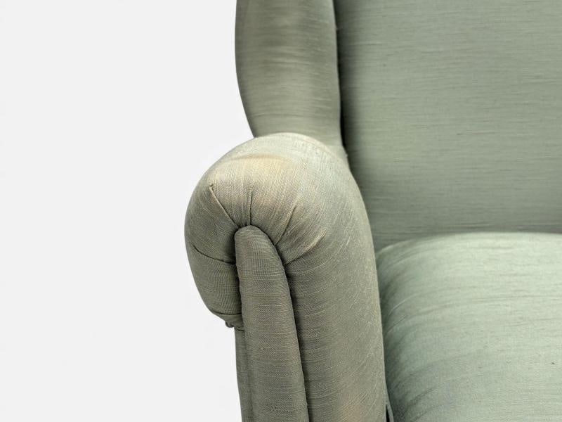 Melchiorre Bega, Green Fabric, Wood, Lounge Chair, Italy, 1950s - 8