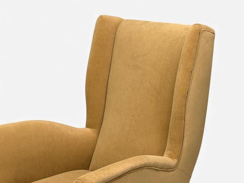 ISA Bergamo, Camel Velvet, Bronze, Wingback Chairs, Italy, 1950s - 11