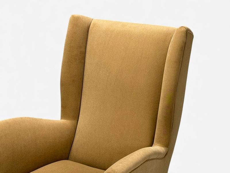 ISA Bergamo, Camel Velvet, Bronze, Wingback Chairs, Italy, 1950s - 5