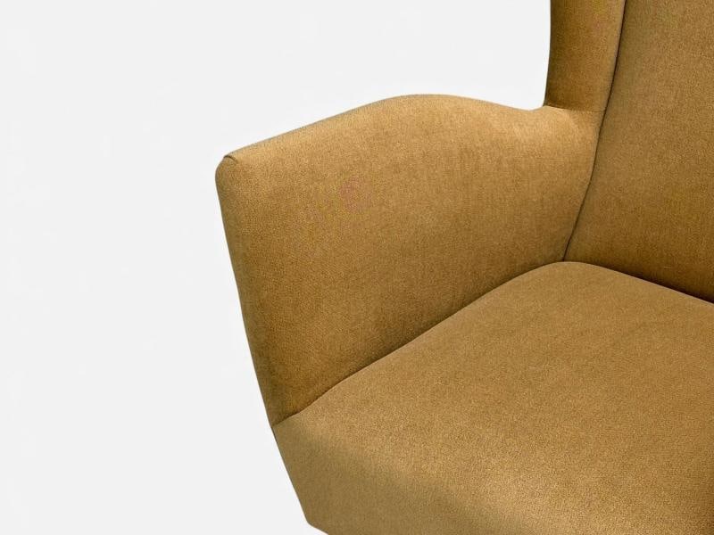 ISA Bergamo, Camel Velvet, Bronze, Wingback Chairs, Italy, 1950s - 8