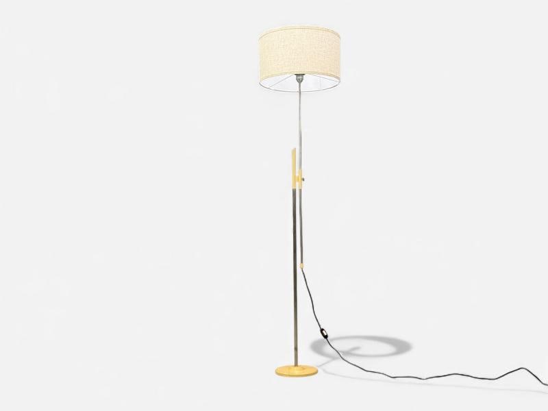 Polish Modern, Steel, Lacquered Metal, Adjustable Floor Lamp, Poland, 1960s - 3