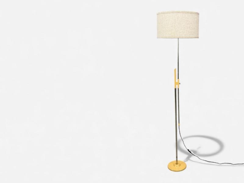 Polish Modern, Steel, Lacquered Metal, Adjustable Floor Lamp, Poland, 1960s - 4