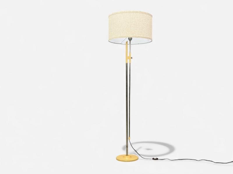 Polish Modern, Steel, Lacquered Metal, Adjustable Floor Lamp, Poland, 1960s - 5