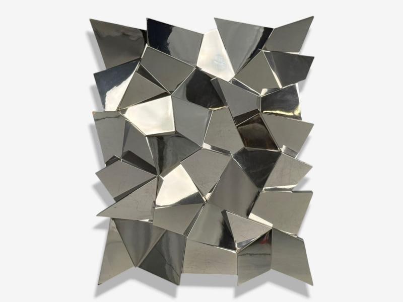 Brutalist Style, Geometric Chrome Wall Mirror, American, 2010s - 2