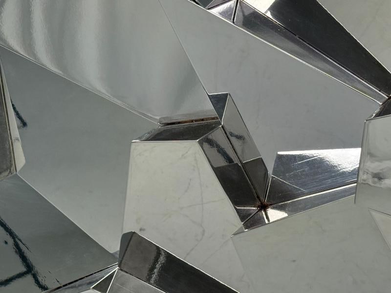 Brutalist Style, Geometric Chrome Wall Mirror, American, 2010s - 5