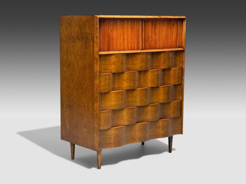 Edmund J Spence, Swedish Modern, Maple, Wave Highboy, Sweden, 1950s - 3