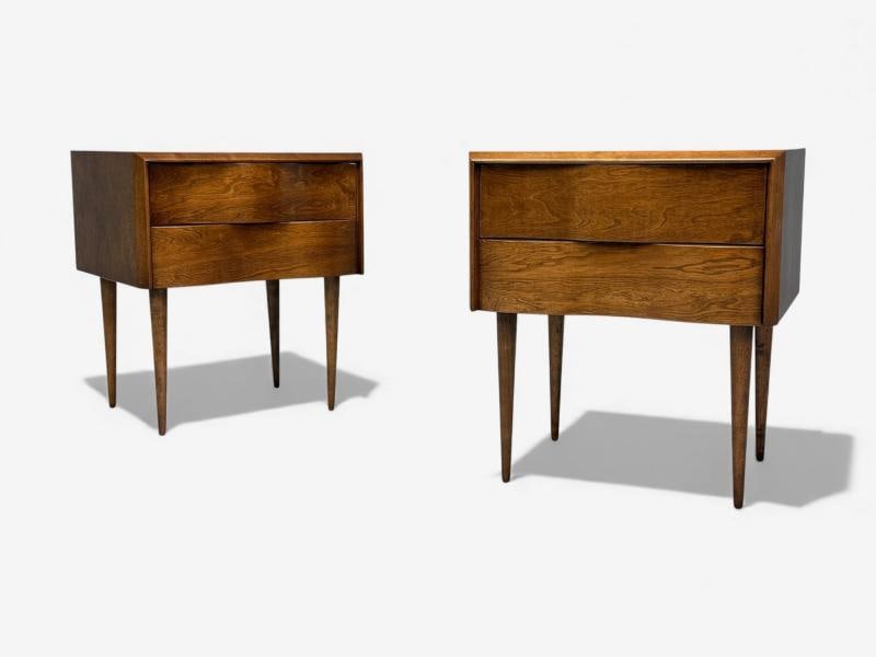 Edmond J Spence, Swedish Modern, Maple, Rare Wave Nightstands, 1950s - 7