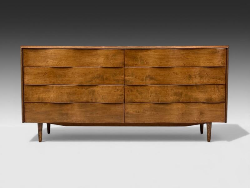 Edmond J Spence, Swedish Modern, Maple, Rare Wave Dresser, 1950s - 3
