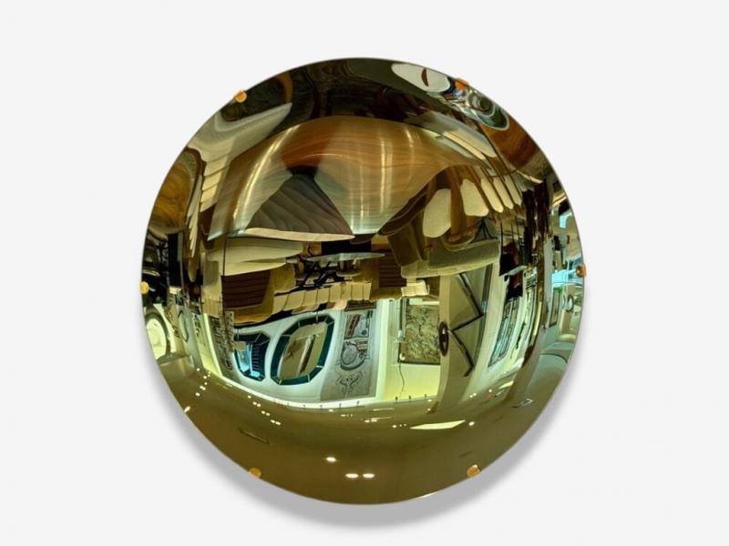 Contemporary, Concave Glass, Brass, Black Modern Space Age Wall Mirror - 10