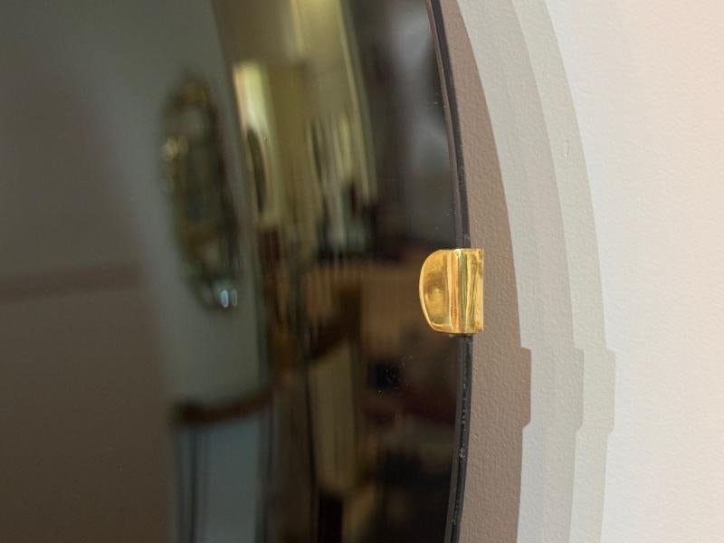 Contemporary, Concave Glass, Brass, Black Modern Space Age Wall Mirror - 9