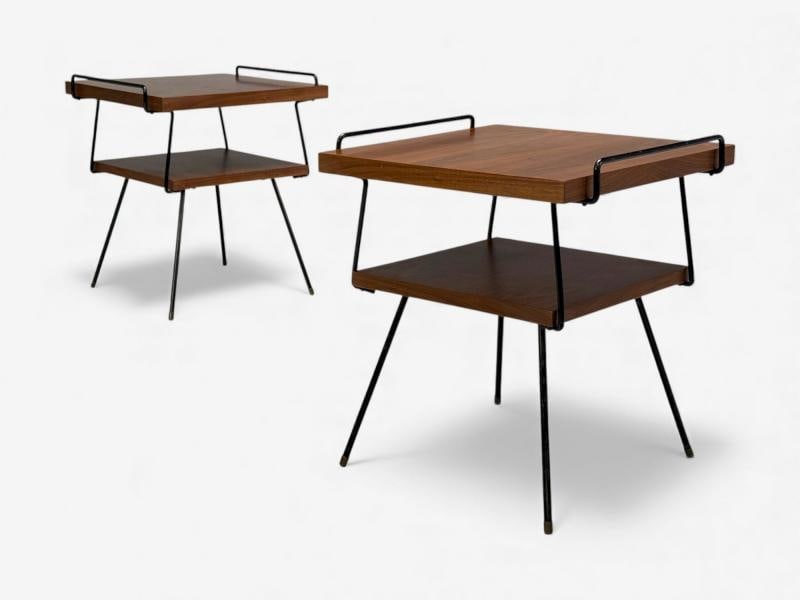 Tony Paul Style, Lacquered Iron, Walnut, Side Tables, USA, 1960s - 3