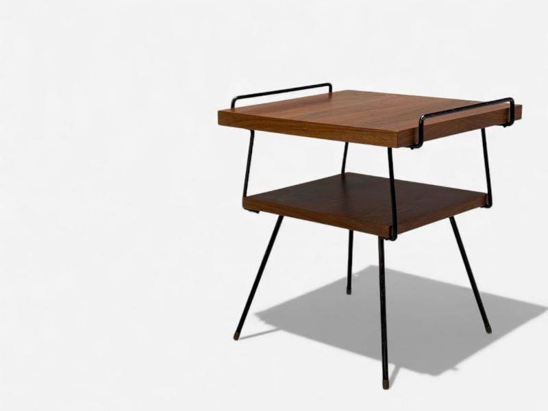 Tony Paul Style, Lacquered Iron, Walnut, Side Tables, USA, 1960s - 5