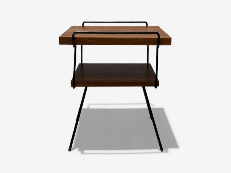 Tony Paul Style, Lacquered Iron, Walnut, Side Tables, USA, 1960s - 9